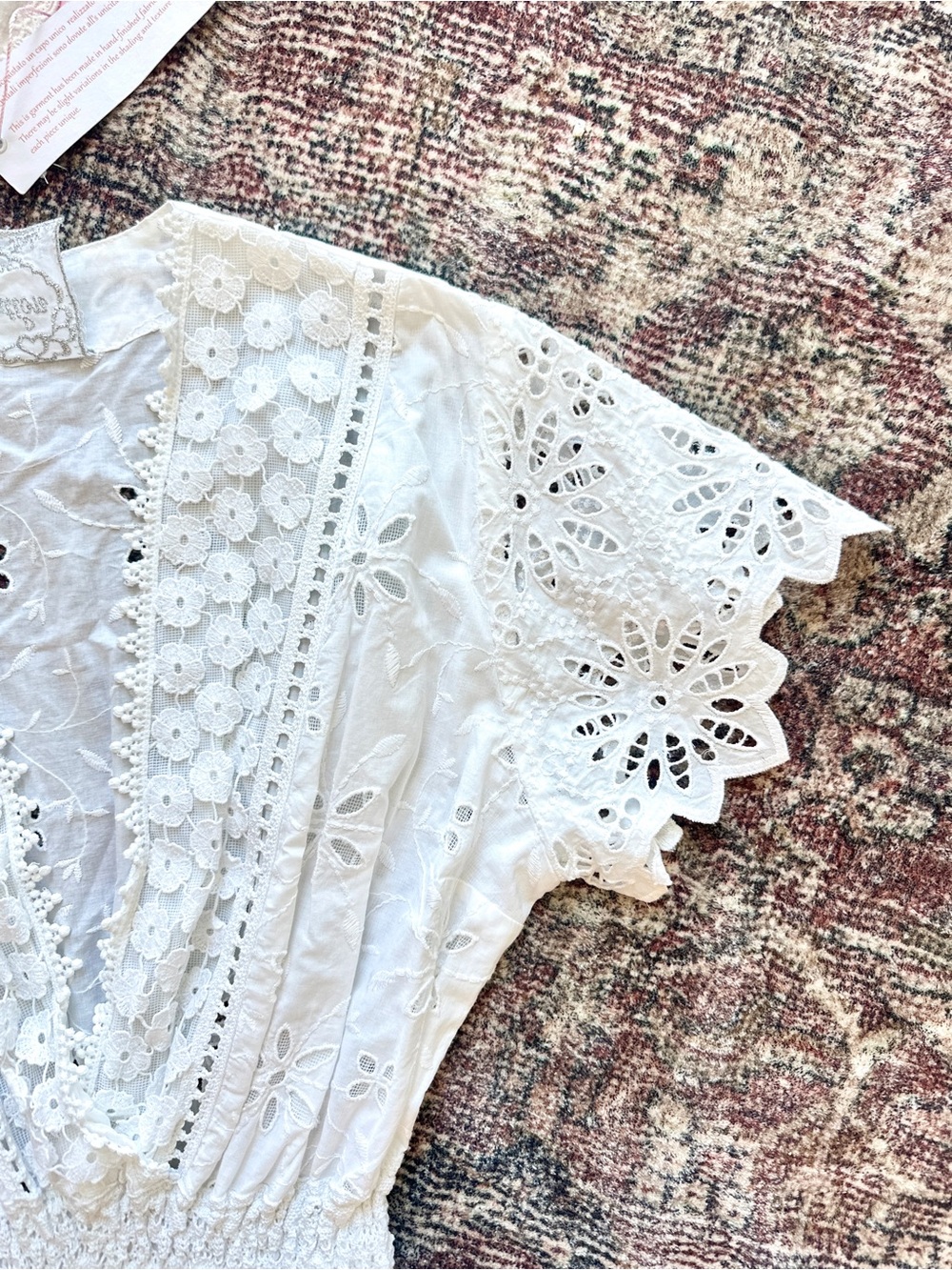 NWT Temptations Positano White Eyelet Maxi Dress Medium Resortwear Designer - Picture 4 of 7
